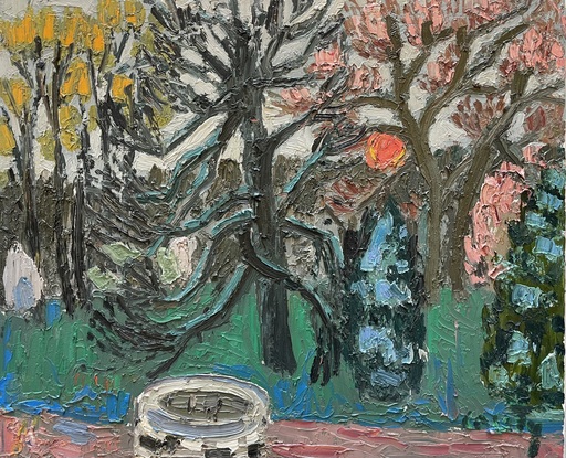Jean COUTY - Gemälde - Les arbres et le puit