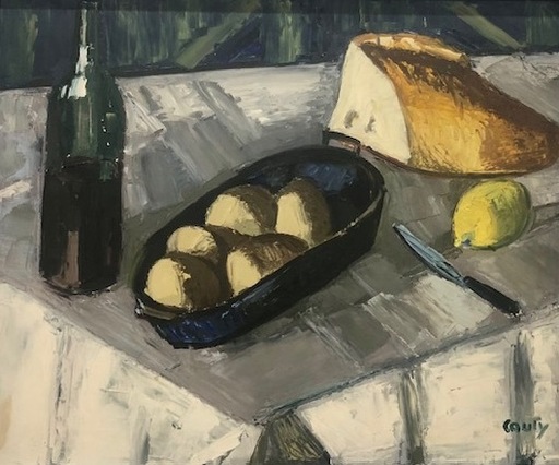 Jean COUTY - Painting - Nature morte à la miche de pain 