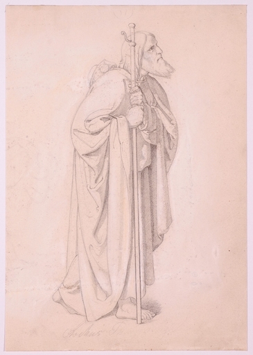Johann Friedrich OVERBECK - Zeichnung Aquarell - Friedrich Overbeck (1789-1869) - CIRCLE, "Male Saint Study"