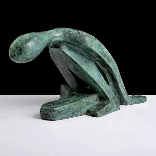 Victor SALMONES - Escultura - Victor Salmones Bronze Sculpture, Kneeling Figure
