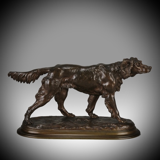 Jules MOIGNIEZ - Skulptur Volumen -  “Standing Setter” French Animaliers Bronze by Jules Moignie