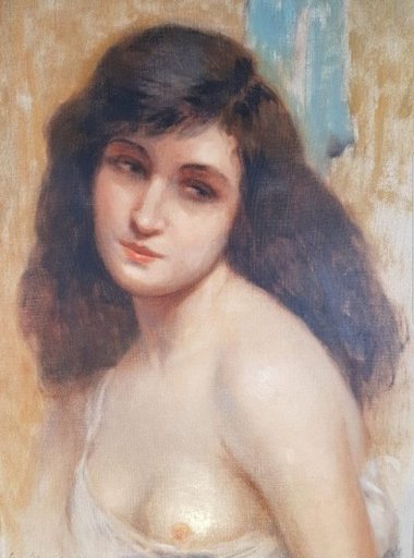 Gustav Max STEVENS - Pittura - Buste van jonge vrouw