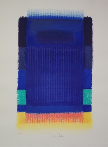 Heinz MACK - Print-Multiple - Blaues Feld mit Rosa