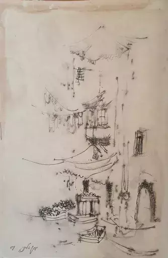 Yaacov ELCHANANI - Drawing-Watercolor - Jaffa