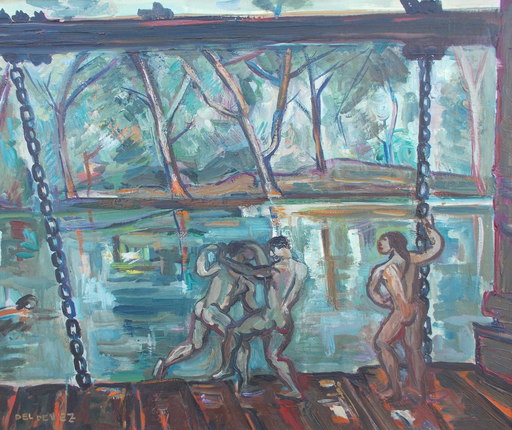 Jean DELDEVEZ - Gemälde - La baignade