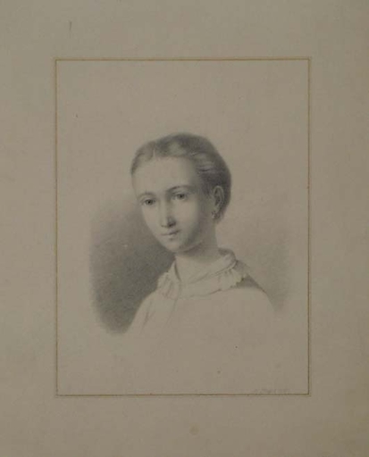 Eduard Elias STIEGEL - Drawing-Watercolor - "Portrait of a Girl", 1855