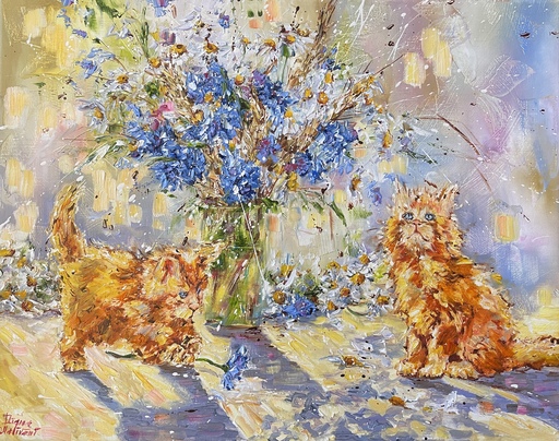 Diana MALIVANI - Painting - Les petits chats