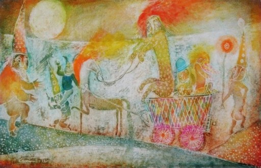 Mijo KOVACIC - Pintura - "Défilé folklorique"