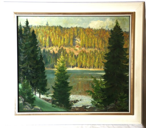 Kurt THORANDT - Painting - The lake in the Black Forest mountains
