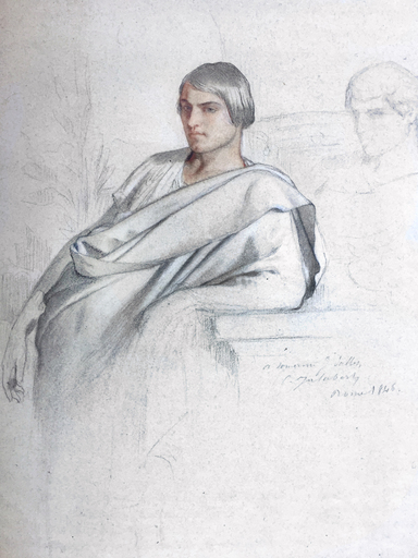 Charles François JALABERT - Disegno Acquarello - VARIO E ANTINOO