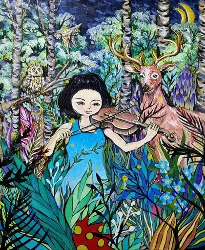 Seung-Hun SHIN - Painting - Fantasy Jejuisland- Island Girl Story
