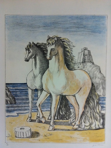 Giorgio DE CHIRICO - Estampe-Multiple - cavalli antichi