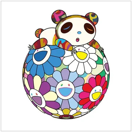 Atop a Ball of Flowers, a Panda Cub Sleeps Soundly by | Takashi
