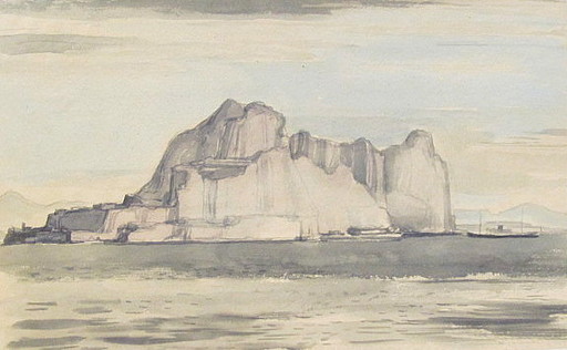 Paul MECHLEN - Dibujo Acuarela - Gibraltar.