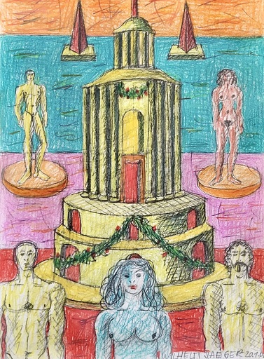 Wilhelm JAEGER - Dibujo Acuarela - Obelisk 4/Antike