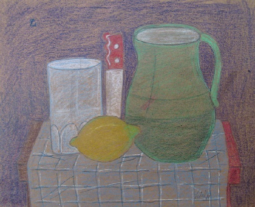 Francisco VIDAL - Drawing-Watercolor - Still life with Green Pitcher
