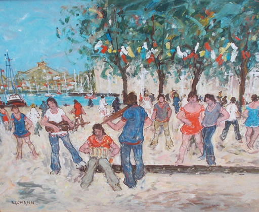 Joseph RAUMANN - Pintura - Fête à Collioure