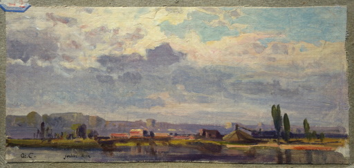 Arthur CALAME - Painting - "JARDINS , bords de l'Arve"