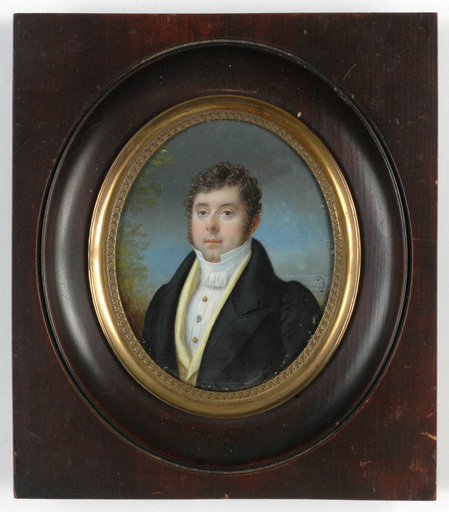 Pierre Charles CIOR - Dibujo Acuarela - "Portrait of a gentleman" miniature on ivory, ca 1820 
