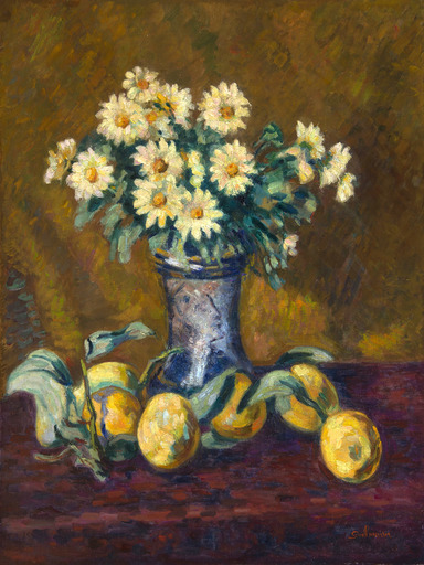 Armand GUILLAUMIN - Pittura - Nature morte au vase de fleurs