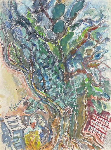Michel KIKOINE - Dibujo Acuarela - Le grand arbre