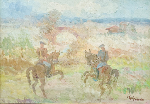 Guido GUIDI - Peinture - Les cavaliers