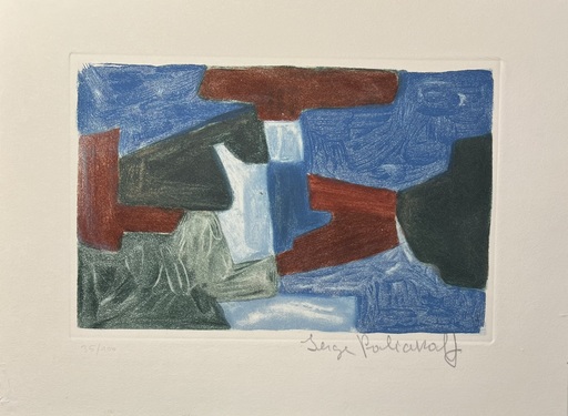 Serge POLIAKOFF - Stampa-Multiplo - Composition bleue, verte et brune