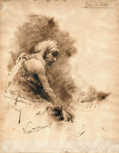Giuseppe DE SANCTIS - Zeichnung Aquarell - ETUDE D'ARAB