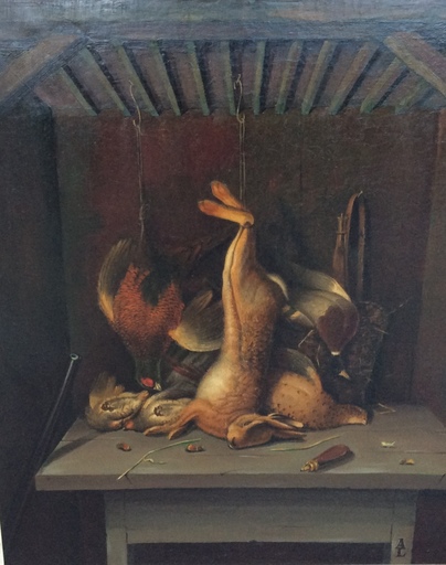 Andries Cornelis LENS - Gemälde - stilleven met haas