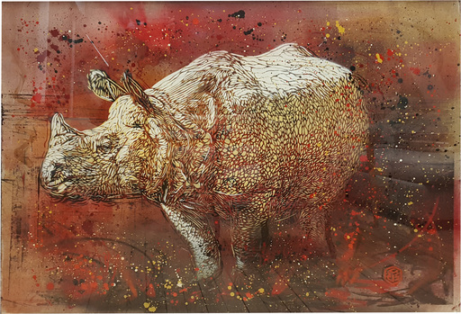 C215 - Zeichnung Aquarell - Le Rhinocéros