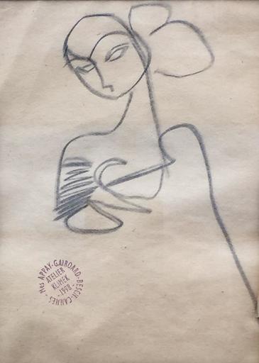 Ludwig KLIMEK - Zeichnung Aquarell - Femme