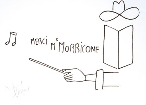 Richard BOIGEOL - Dibujo Acuarela - MERCI MR MORRICONE