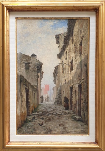 Modest URGELL Y INGLADA - Gemälde - calle de pueblo 