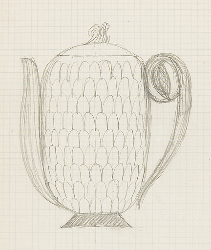 Josef HOFFMANN - Dessin-Aquarelle - Teapot Design 
