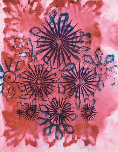 Philip TAAFFE - Dessin-Aquarelle - Untitled - Red and Blue Flowers