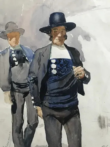 Ulpiano CHECA Y SANZ - Drawing-Watercolor - Marché de Salamanque