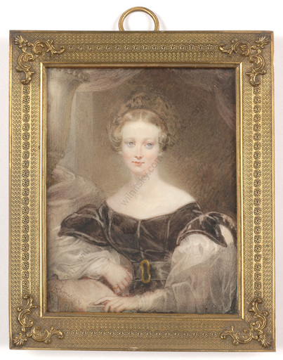 James HOLMES - Miniature - "Portrait of Mrs. Bardeley", large miniature on ivory, 1831