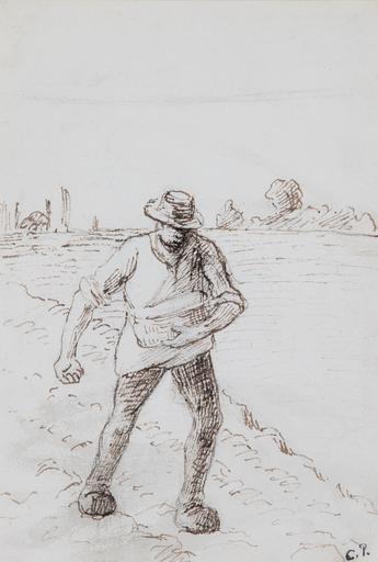 Camille PISSARRO - Drawing-Watercolor - The Sower