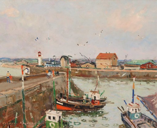 Jacques BOUYSSOU - Gemälde - Honfleur, la digue