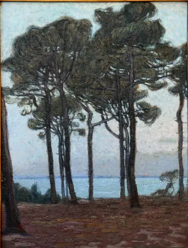 Pierre Gaston RIGAUD - Painting - "LEVER DE LUNE SUR LE BASSIN D'ARCACHON"