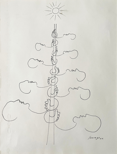 Léopold SURVAGE - Drawing-Watercolor - Divertissements - Le Mât de Cocagne