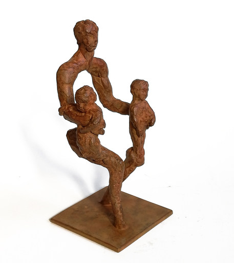 Nicola DE SILVESTRI - Escultura - Padre con i figli sulle gambe