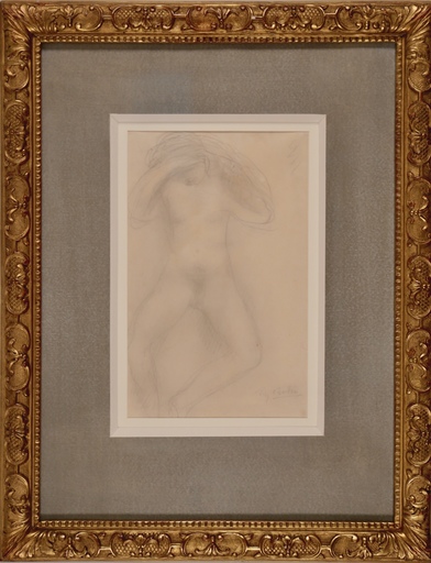 Auguste RODIN - Zeichnung Aquarell - Femme nue assise (Ca.1908-1910)