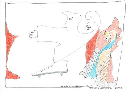 Reine BUD-PRINTEMS - Drawing-Watercolor - "FORTICHE et sa douce amie"