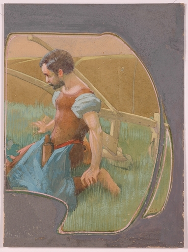 Sergius HRUBY - 水彩作品 - "The Sower", Art Nouveau, ca.1900