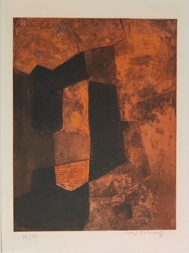 Serge POLIAKOFF - Print-Multiple - Composition Brune et Rouge XV 
