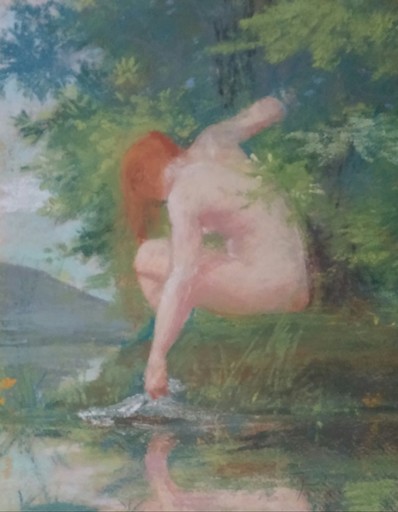 Horace Henry CAUTY - Dibujo Acuarela - Nude by the River