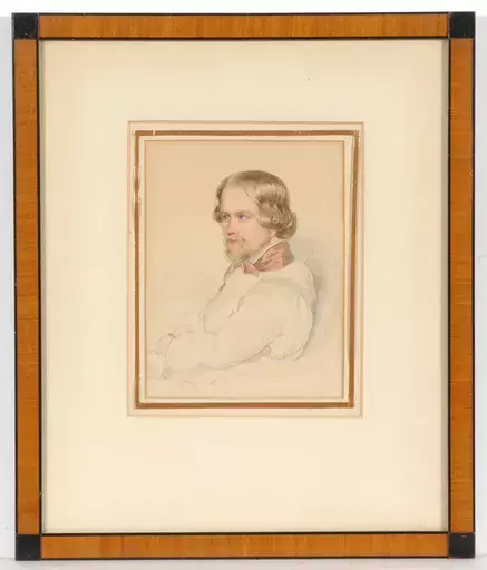 Josef KRIEHUBER - Miniature - Josef Kriehuber (1800-1876) "Self-portrait?" watercolor 