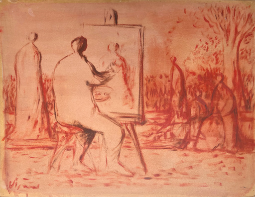 Sylvain VIGNY - Drawing-Watercolor - Le peintre au chevalet