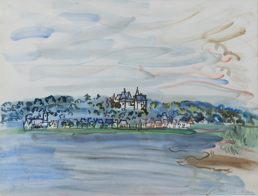 Raoul DUFY - Drawing-Watercolor - Le château de Chaumont sur les bords de la Loire